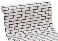 White Fake Brick Wall Covering / Removable PVC Vinyl Wallpaper Friction - Resistance
