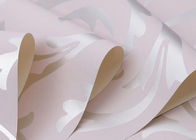 0.53*10M Embossed European Style Wallpaper with Silver Pink Leaf Pattern