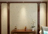 Embossed Vinyl Interior Decorating Wallpaper , Silver and Green Contemporary Wallpaper