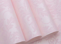 Flocking Pink Floral Pattern European Style Wallpaper for Bedroom , Living Room