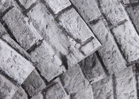 Non Woven Grey Real Looking Brick Wallpaper Embossed 3D Effect , 0.53*10M Size