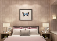 Moisture Proof Embossed Vinyl Wallpaper Pink Plaid Pattern for Bedroom