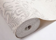 Creamy White Floral Pattern Removable Wall Coverings , Bedroom Decoration Wallpaper