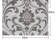 Grey Vinyl Embossed Victorian Damask Wallpaper Removable , Tear - resistant