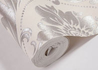 Embossed Victorian Damask Wallpaper , Creamy white Living Room Wallpaper CE Listed