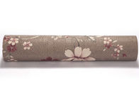Luxury Coffee Color Country Vinyl Wallpaper With Floral Pattern for Living Room