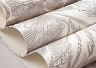 Ivory White Embossed Floral Pattern Wallpaper / Wall Coverings For Shop Walls