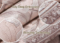 Embossed Light Pink Living Room Wallpaper with Washable Vinyl Material , CE ISO Listed