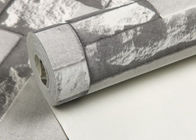 Modern Washable Vinyl Kitchen Wallpaper With White 3D Stone Pattern , 0.53*10m/ Roll