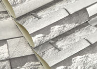 Modern Washable Vinyl Kitchen Wallpaper With White 3D Stone Pattern , 0.53*10m/ Roll