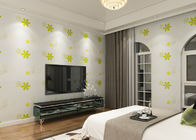 Japanese Style Durable Asian Inspired Wallpaper With Green Embossed Bloom