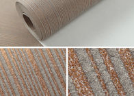 Removable Non - woven Modern Flock Wallpaper Embossed Coffee Color