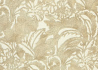 PVC Retro Light Yellow Floral Pattern Wallpaper With Embossed For Bedrooms