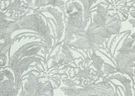 Classic Style Embossed Living Room Wallpaper with Light Green Floral Pattern
