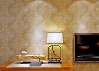 Modern Style Washable Vinyl Wallpaper , Vinyl Wall Coverings with Golden Leaf Pattern