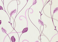 Purple Leaves Home Decorating Wallpaper For Bedroom Walls , Light Embossing