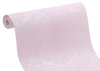 Flocking Pink Floral Pattern European Style Wallpaper for Bedroom , Living Room