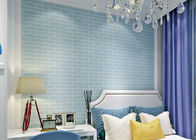 Blue Self Adhesive 3D Brick Effect Wallpaper Non Woven Materials , Pre - Pasted