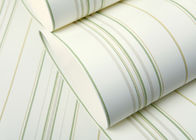Green Modern Striped Floral Wallpaper For Girl’S Room , Smooth Surface Paper