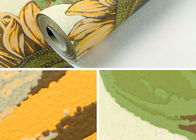 Sunflower Pattern Living Room Modern Wallpaper With Embossed Surface , Golden Color