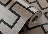 Embossed 3D Home Wallpaper / Modern Vinyl Wallpaper with Coffee Geometric Lattice Pattern