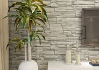 Stylish Removable Faux Brick Wallpaper for Living Room , Grey Stone Pattern