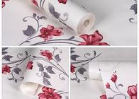 Red Flower Self Adhesive Wallpaper / Chinese Style Wallpaper For Home Interiors