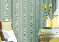 Washable Classic Striped Floral Wallpaper , Vinyl Material Durable Wall Coverings