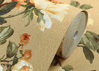 Removable Strippable Country Style Wallpaper , Deep Embossed PVC Flower Wall Covering