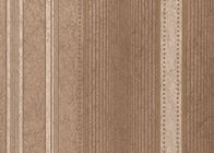 Brown Embossment PVC Living Room Striped Wallpaper Water Resistant Wallpaper