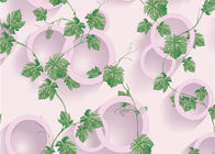 Green Plants And Round Pattern 3D Embossed Wallpaper Surface Treatment