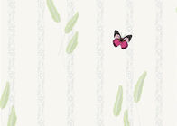 Non Woven Eco Friendly Kids Bedroom Wallpaper Butterfly and Green Plants Pattern
