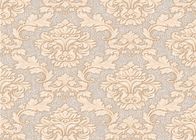 Beige / Yellow / Brick-red 3D Effect Deep Embossed Floral Wallpaper For Bedroom Background