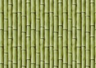 Bamboo Embossed Peelable Durable Velvet Flock Wallpaper Green / Yellow