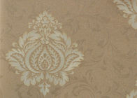 Classical Damask Concise European Washable Vinyl Wallpaper With Embossed Surface