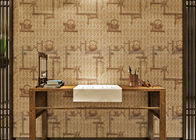 Bamboo Weaving Tea Pot Pattern PVC Room Decoration Wallpaper Self Adhesive