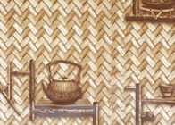 Bamboo Weaving Tea Pot Pattern PVC Room Decoration Wallpaper Self Adhesive