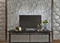 PVC Strippable TV Background Wallpaper , Grayish White Marble Wall Covering