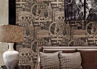 Vintage Style Modern Lounge Wallpaper 0.53*10M , Sitting Room Wallpaper With English Letters