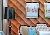 European Style Washable Vinyl Wallpaper with 3D Effect Leather Pattern , SAC Listed