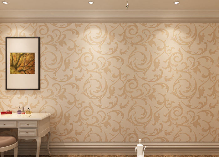 Eco-friendly Non-woven Interior Wallpaper , European Style Leaf Pattern Wallpaper