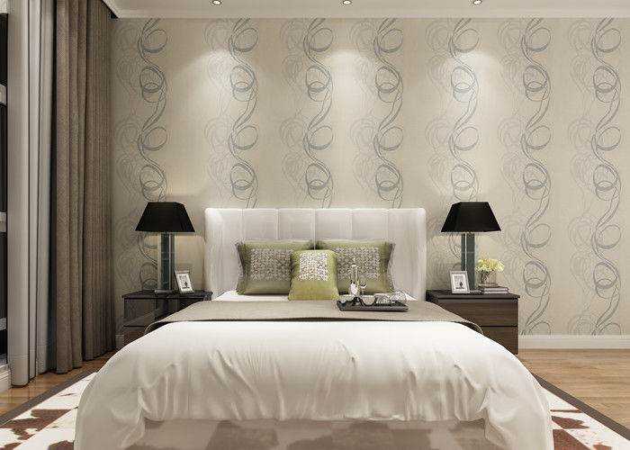 Embossed Asian Inspired Wallpaper , Leaf Pattern Washable Vinyl Wall Coverings