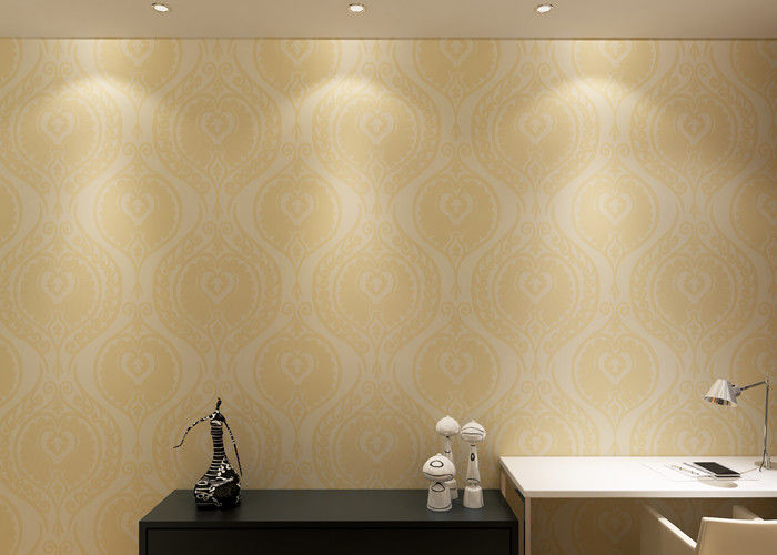 Yellow European Classical Style Wallpaper , Interiors Europe Wallpaper For Home Decor