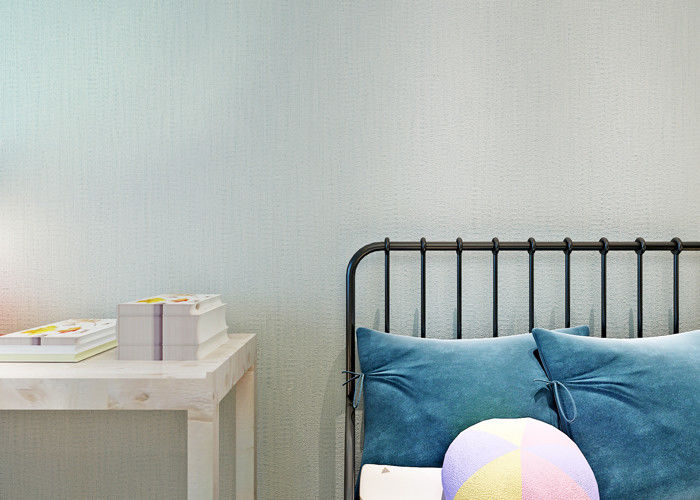 Removable PVC Blue Color Modern Embossed Wallpaper For Bedding Room