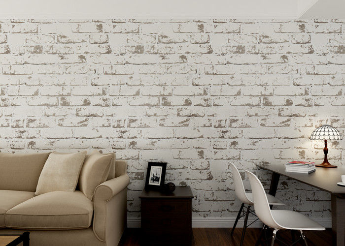 Chinese Style 3D Brick Effect House Decoration Wallpaper , Non Woven Wallcovering