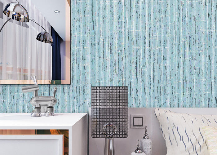 Soundproof Contemporary Wall Covering Durable With Sky Blue Color , Non Woven Materials