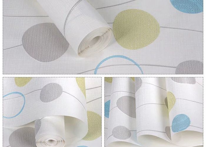 Blue And White Self Adhesive Wallpaper , Home Decoration Wallpaper Non Woven Material