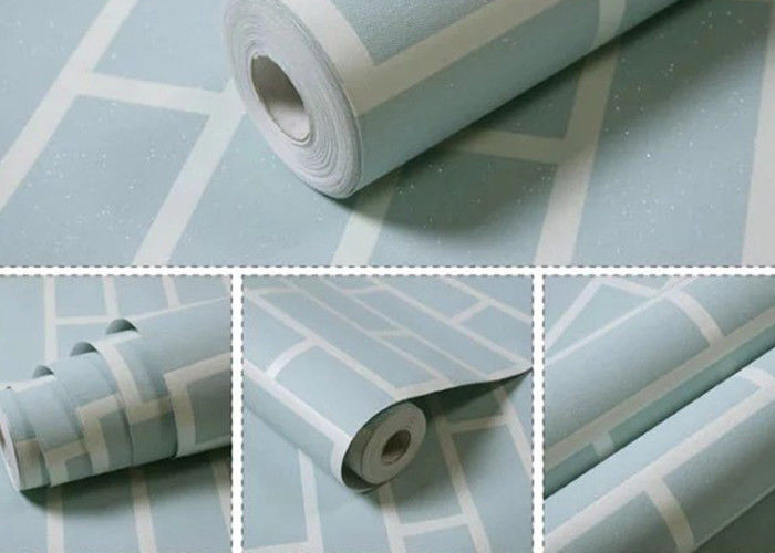 Non Woven Blue Brick Self Adhesive Textured Wallpaper Waterproof with OEM Service