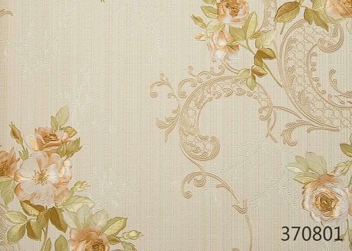 Modern Style Vinyl Embossed Wallpaper For Restaurant Decoration , Floral Pattern