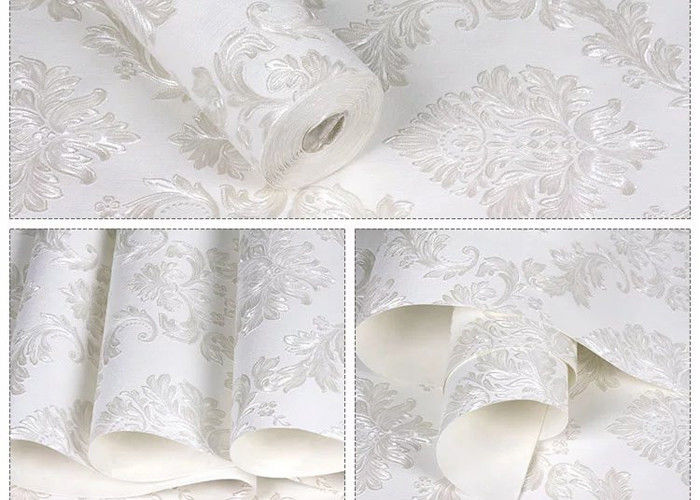 Floral No Glue White Self Adhesive Wallpaper Removable Wall Coverings